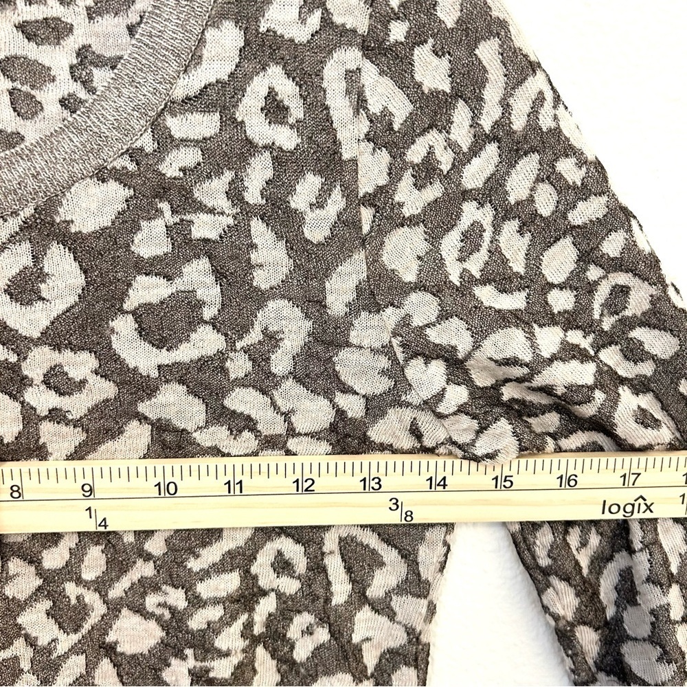 Animal Print Sweater Top INC Shirt Metallic Leopard Wool Brown Taupe Size Small - Picture 8 of 12